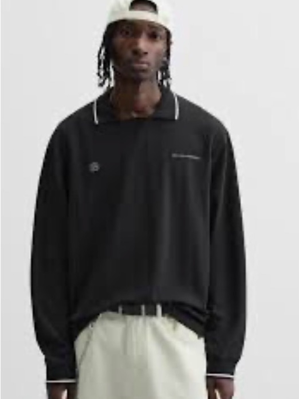 Zara polo sweatshirt featuring white piping on the collar